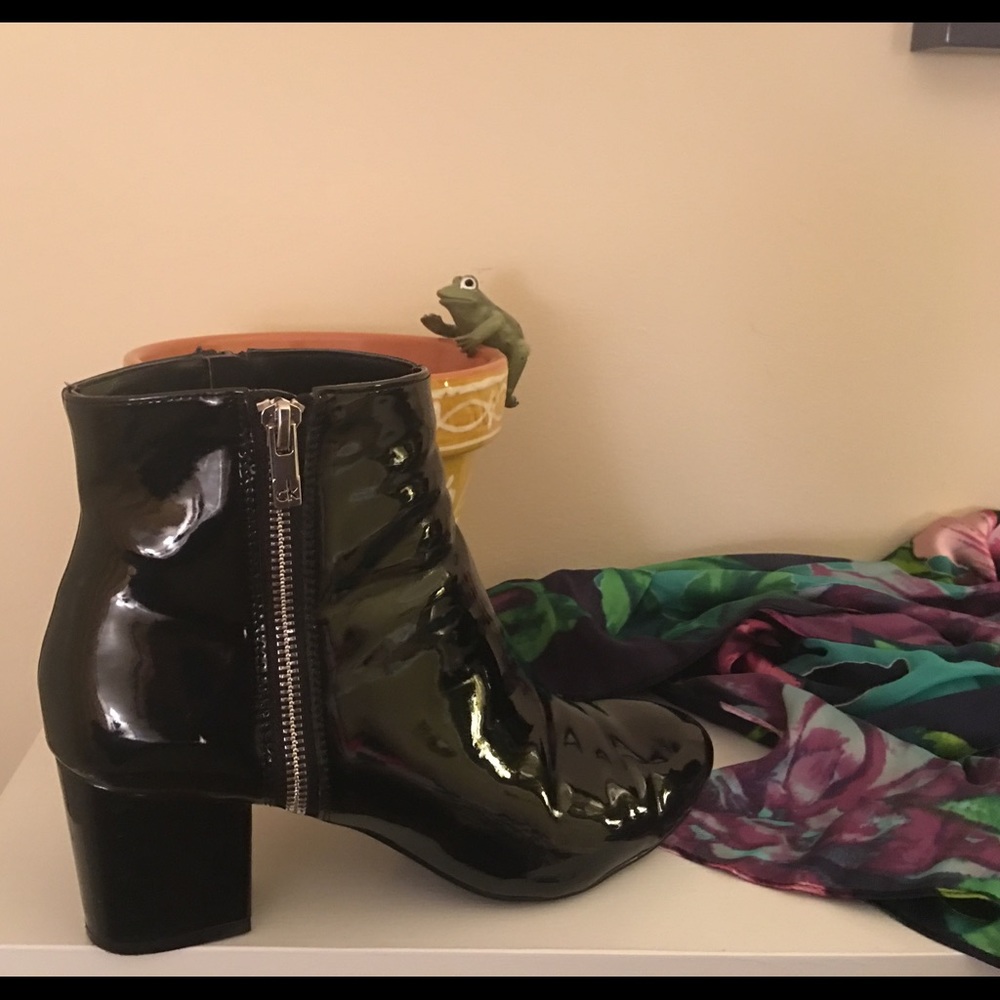 Black Parent Leather Ankle Boots